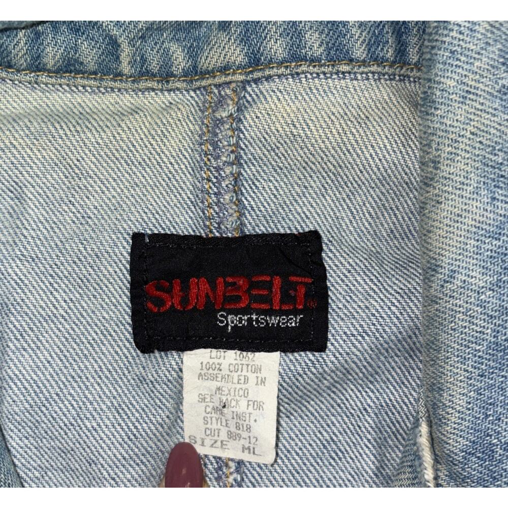 Sunbelt Denim Duster Coat Size M/L Vintage 90s Long Button Up Pockets Light Wash - Picture 2 of 7
